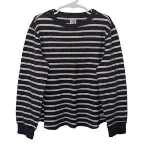 GAP‎ Boys White/Gray Striped Long Sleeve Crewneck Sweatshirt Size M(8)